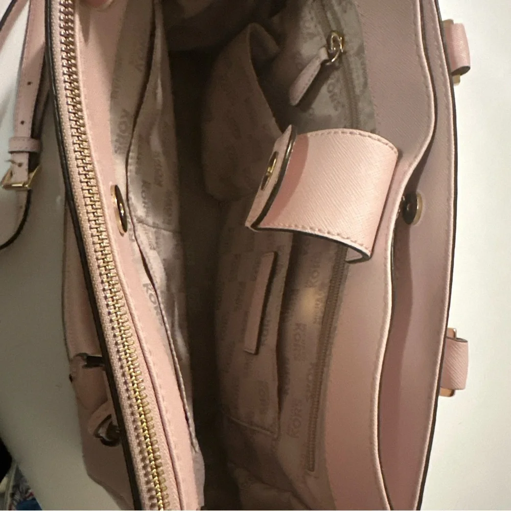 Michael Kors Kellen Saffiano Leather Medium Satchel Blossom Pink - Picture 6 of 13